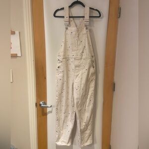 Women's Cream Floral Overalls
